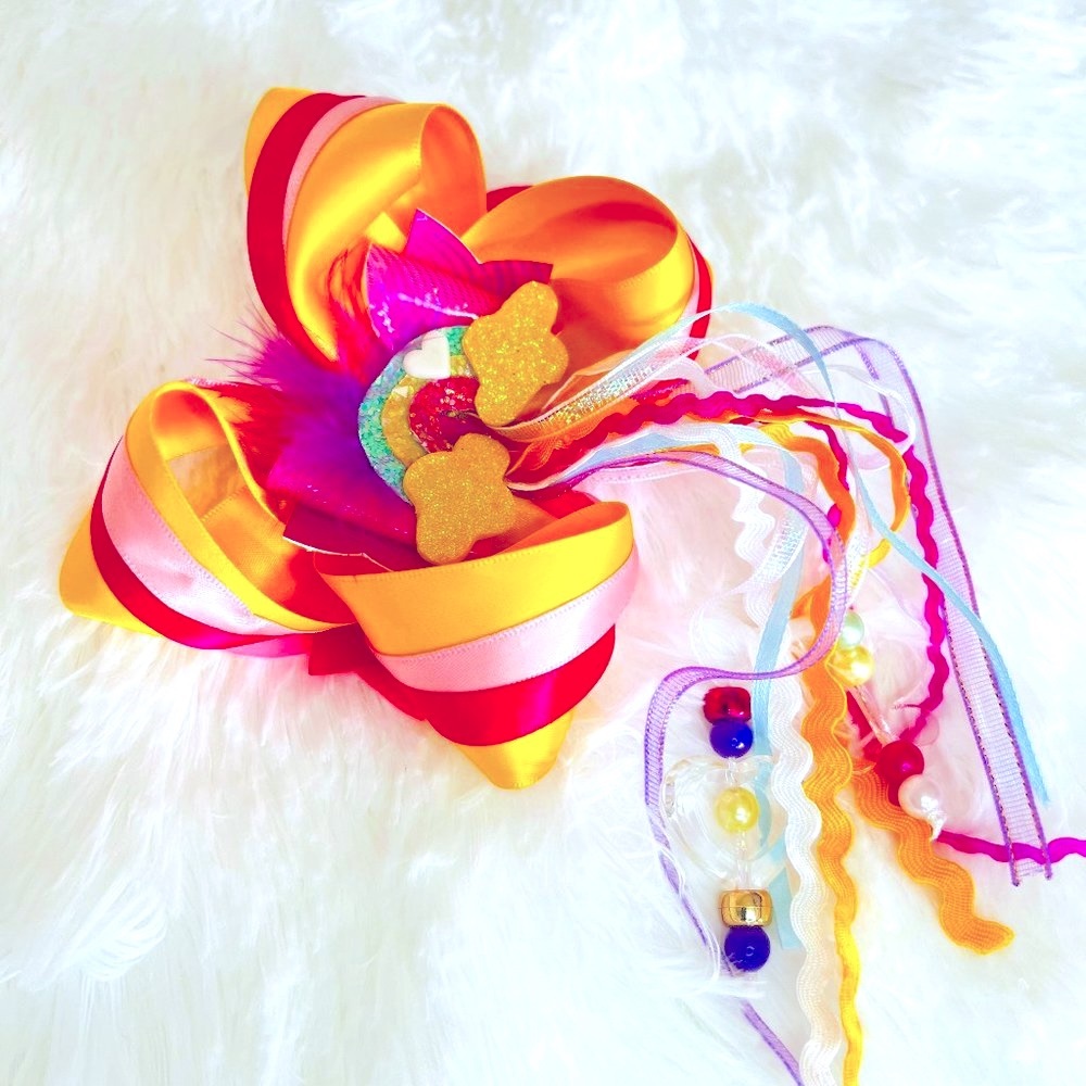 Accessories Girls Hair Bow Clips Rainbow Colorful Ribbons